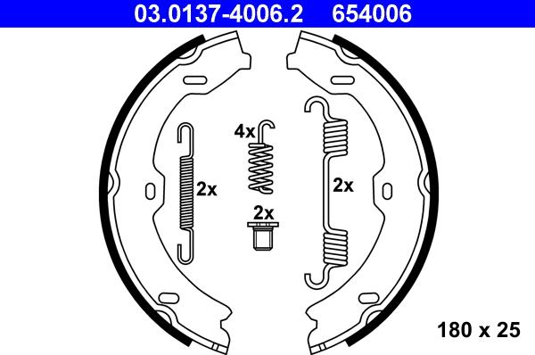 ATE 03.0137-4006.2 - Комплект тормозов, ручник, парковка autospares.lv