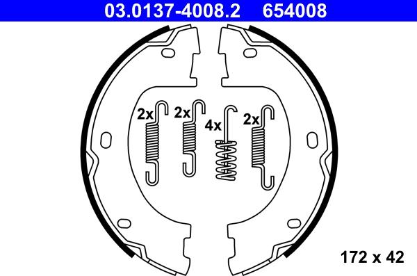 ATE 03.0137-4008.2 - Комплект тормозов, ручник, парковка autospares.lv