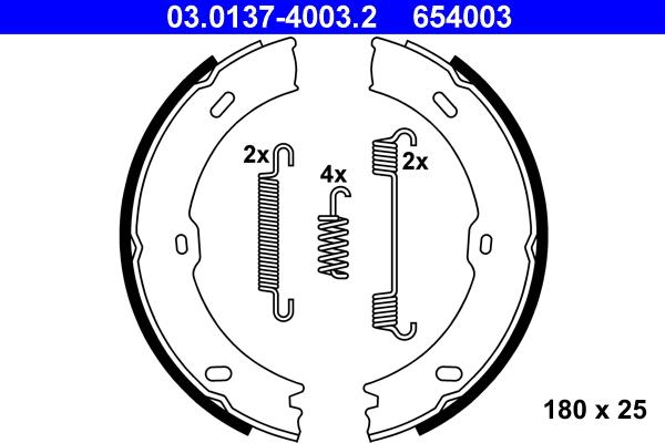 ATE 03.0137-4003.2 - Комплект тормозов, ручник, парковка autospares.lv