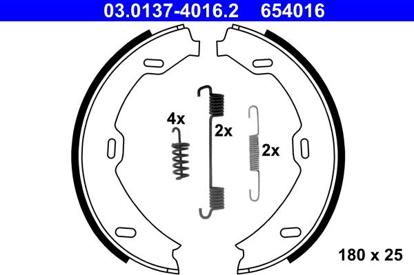 ATE 03.0137-4016.2 - Комплект тормозов, ручник, парковка autospares.lv