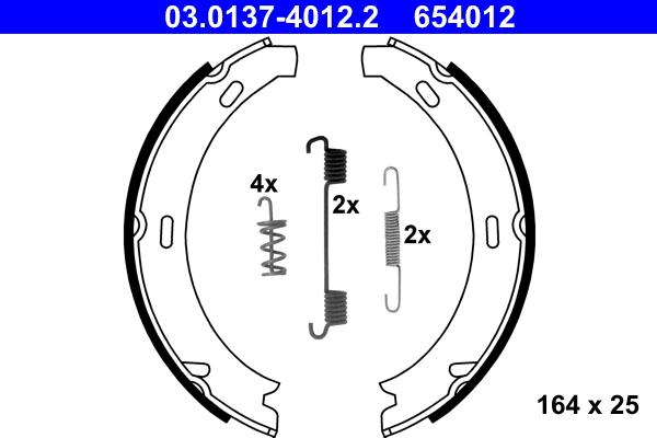 ATE 03.0137-4012.2 - Комплект тормозов, ручник, парковка autospares.lv