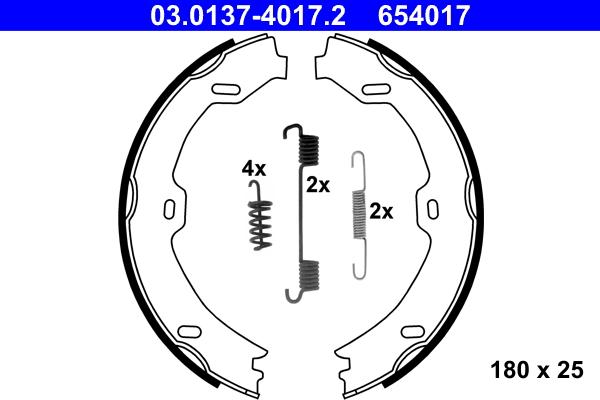 ATE 03.0137-4017.2 - Комплект тормозов, ручник, парковка autospares.lv