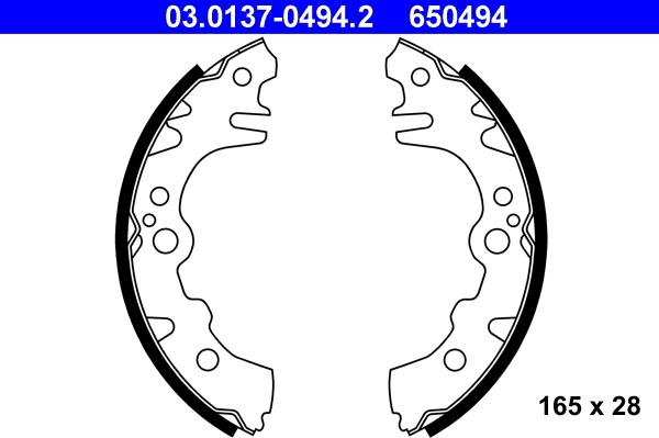 ATE 03.0137-0494.2 - Комплект тормозных колодок, барабанные autospares.lv