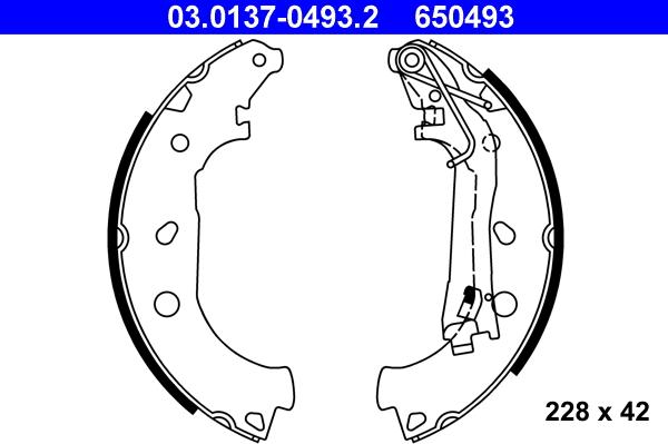 ATE 03.0137-0493.2 - Комплект тормозных колодок, барабанные autospares.lv