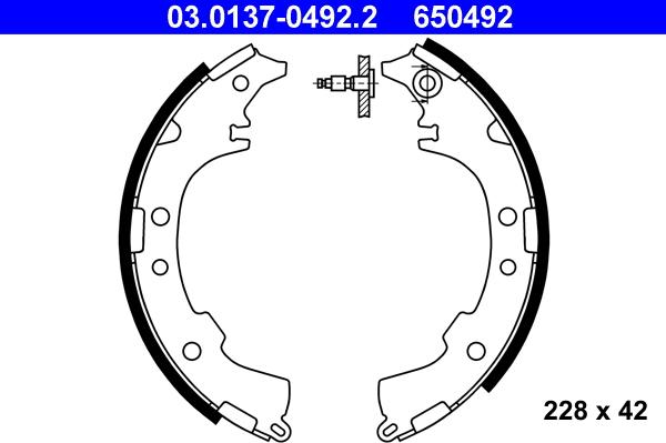 ATE 03.0137-0492.2 - Комплект тормозных колодок, барабанные autospares.lv