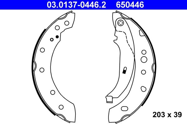 ATE 03.0137-0446.2 - Комплект тормозных колодок, барабанные autospares.lv