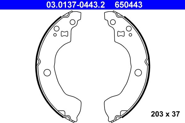 ATE 03.0137-0443.2 - Комплект тормозных колодок, барабанные autospares.lv