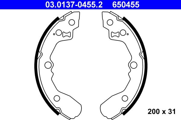 ATE 03.0137-0455.2 - Комплект тормозных колодок, барабанные autospares.lv