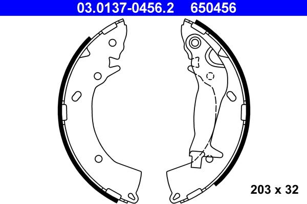 ATE 03.0137-0456.2 - Комплект тормозных колодок, барабанные autospares.lv