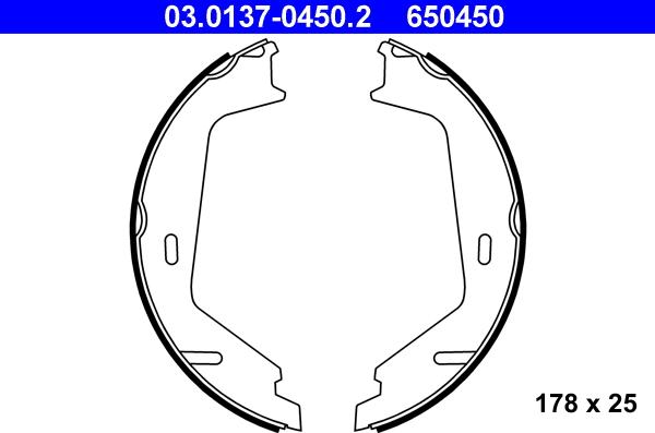 ATE 03.0137-0450.2 - Комплект тормозов, ручник, парковка autospares.lv