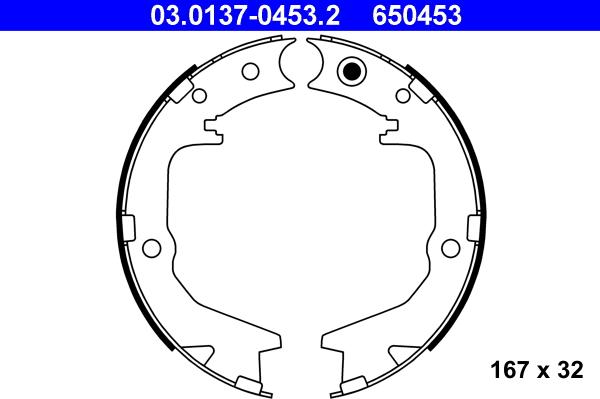 ATE 03.0137-0453.2 - Комплект тормозов, ручник, парковка autospares.lv