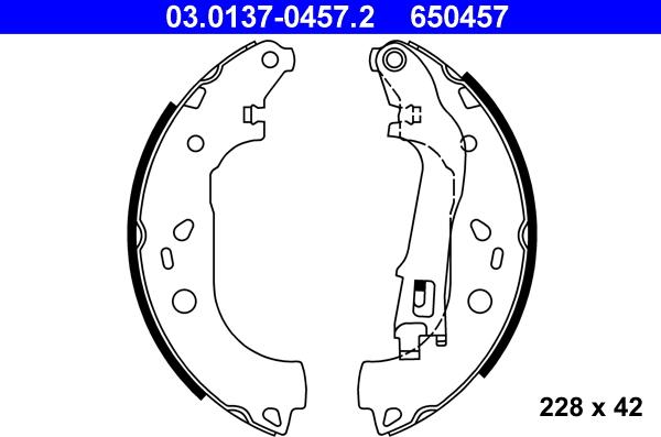 ATE 03.0137-0457.2 - Комплект тормозных колодок, барабанные autospares.lv