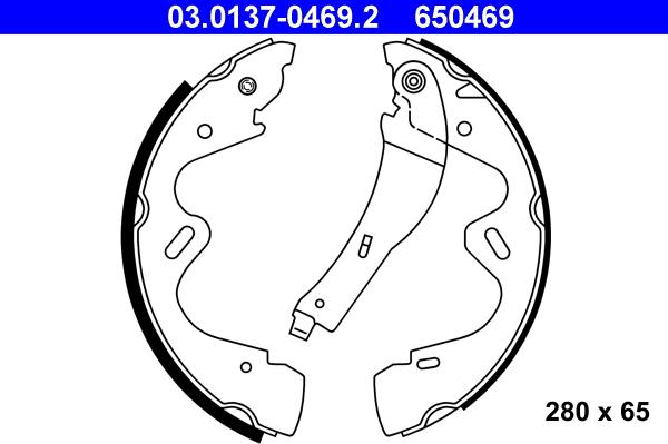 ATE 03.0137-0469.2 - Комплект тормозных колодок, барабанные autospares.lv