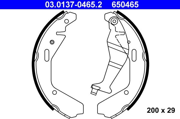 ATE 03.0137-0465.2 - Комплект тормозных колодок, барабанные autospares.lv