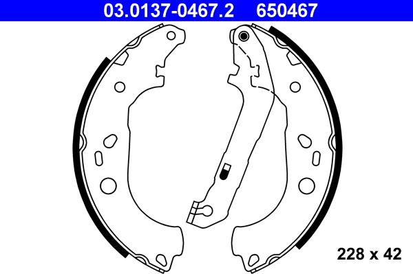 ATE 03.0137-0467.2 - Комплект тормозных колодок, барабанные autospares.lv