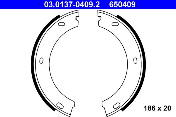 ATE 03.0137-0409.2 - Комплект тормозов, ручник, парковка autospares.lv