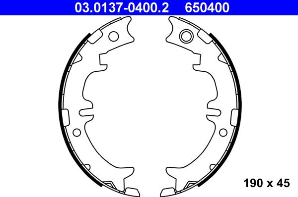 ATE 03.0137-0400.2 - Комплект тормозов, ручник, парковка autospares.lv