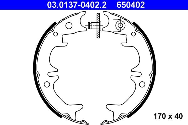 ATE 03.0137-0402.2 - Комплект тормозов, ручник, парковка autospares.lv