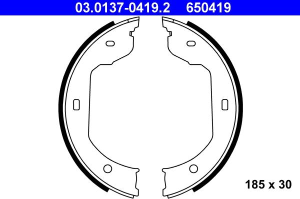 ATE 03.0137-0419.2 - Комплект тормозов, ручник, парковка autospares.lv