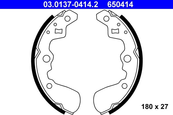 ATE 03.0137-0414.2 - Комплект тормозных колодок, барабанные autospares.lv