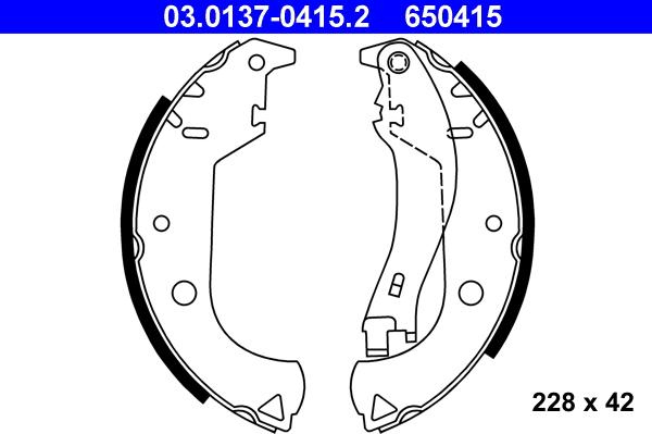 ATE 03.0137-0415.2 - Комплект тормозных колодок, барабанные autospares.lv