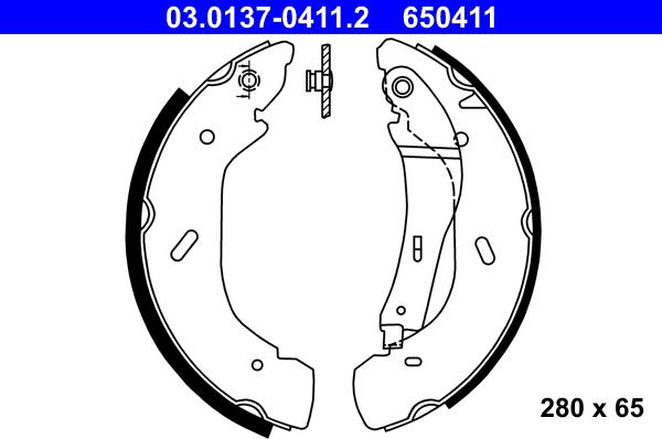 ATE 03.0137-0411.2 - Комплект тормозных колодок, барабанные autospares.lv