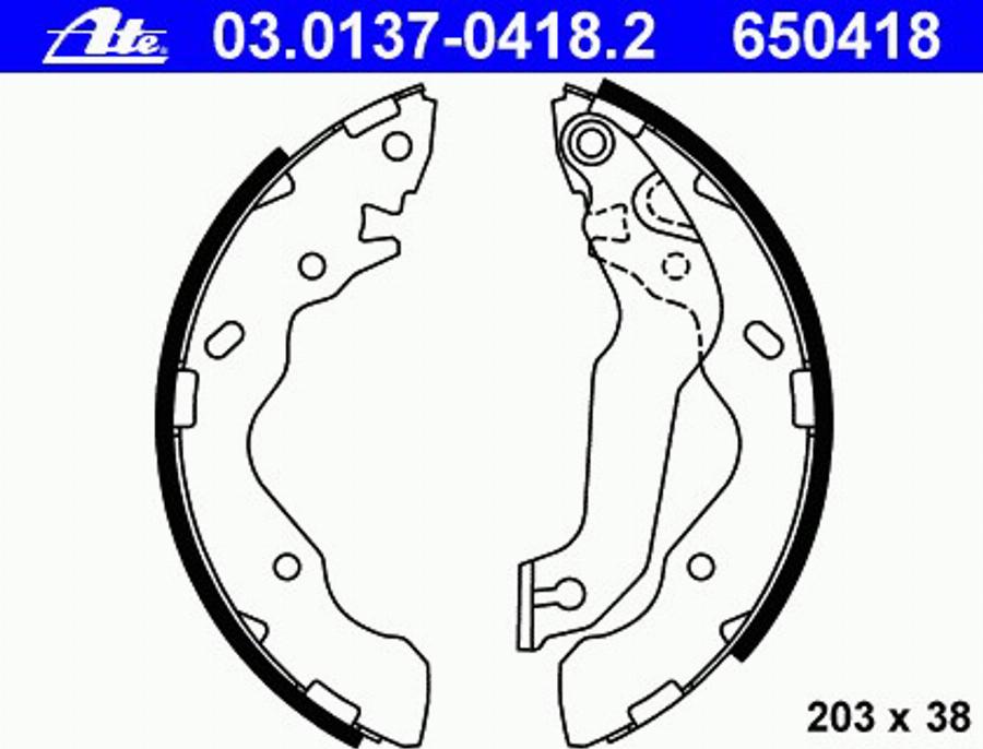 ATE 03.0137-0418.2 - Комплект тормозных колодок, барабанные autospares.lv