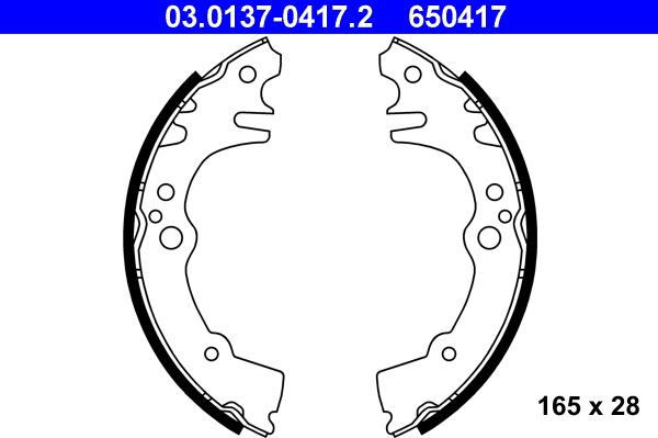 ATE 03.0137-0417.2 - Комплект тормозных колодок, барабанные autospares.lv