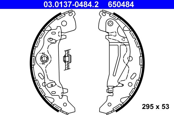 ATE 03.0137-0484.2 - Комплект тормозных колодок, барабанные autospares.lv