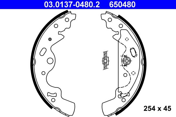 ATE 03.0137-0480.2 - Комплект тормозных колодок, барабанные autospares.lv