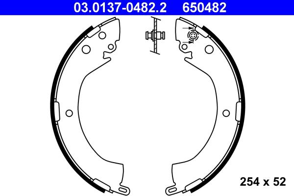 ATE 03.0137-0482.2 - Комплект тормозных колодок, барабанные autospares.lv