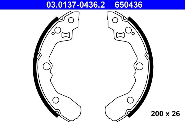 ATE 03.0137-0436.2 - Комплект тормозных колодок, барабанные autospares.lv