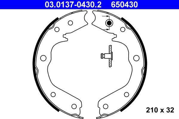 ATE 03.0137-0430.2 - Комплект тормозов, ручник, парковка autospares.lv