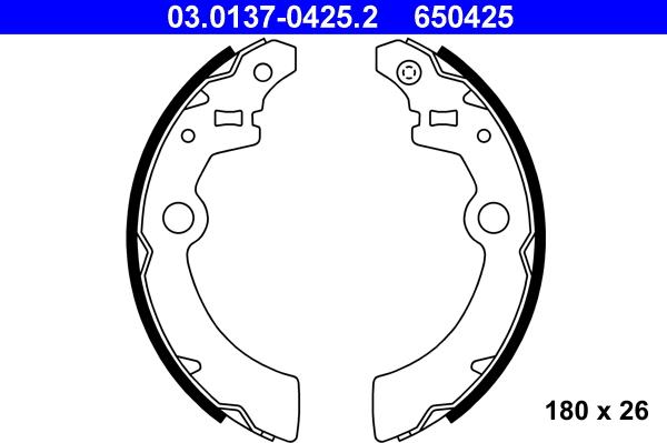 ATE 03.0137-0425.2 - Комплект тормозных колодок, барабанные autospares.lv