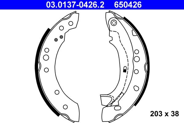 ATE 03.0137-0426.2 - Комплект тормозных колодок, барабанные autospares.lv