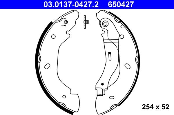 ATE 03.0137-0427.2 - Комплект тормозных колодок, барабанные autospares.lv