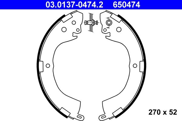 ATE 03.0137-0474.2 - Комплект тормозных колодок, барабанные autospares.lv