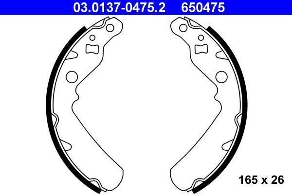 ATE 03.0137-0475.2 - Комплект тормозных колодок, барабанные autospares.lv