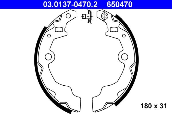 ATE 03.0137-0470.2 - Комплект тормозных колодок, барабанные autospares.lv