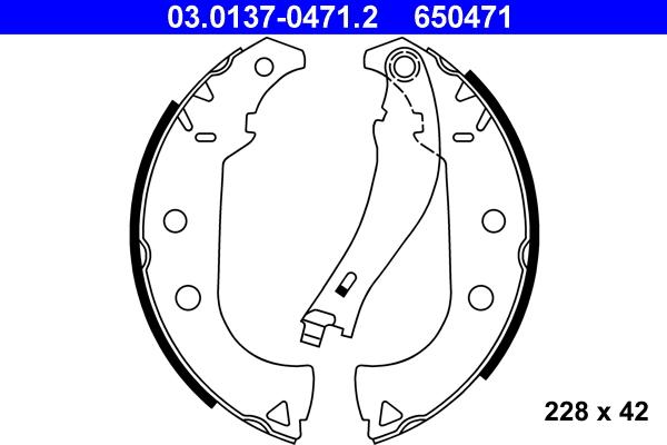 ATE 03.0137-0471.2 - Комплект тормозных колодок, барабанные autospares.lv