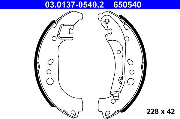 ATE 03.0137-0540.2 - Комплект тормозных колодок, барабанные autospares.lv