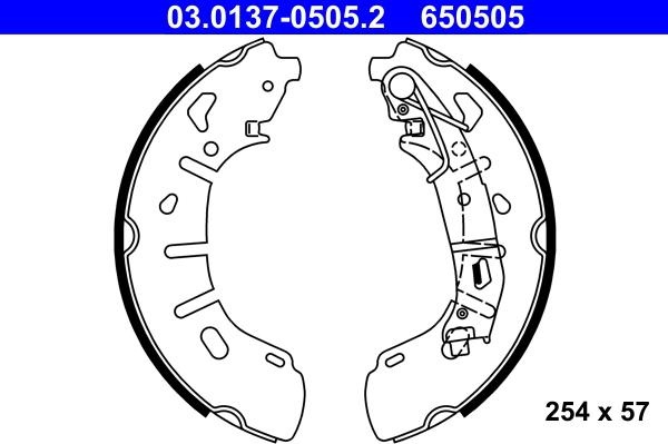 ATE 03.0137-0505.2 - Комплект тормозных колодок, барабанные autospares.lv