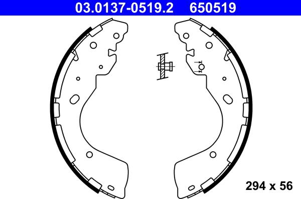 ATE 03.0137-0519.2 - Комплект тормозных колодок, барабанные autospares.lv