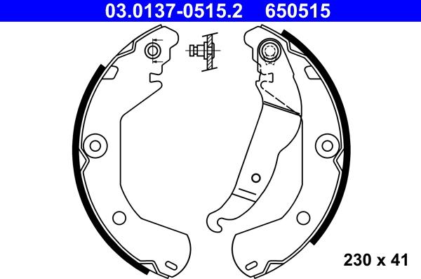 ATE 03.0137-0515.2 - Комплект тормозных колодок, барабанные autospares.lv