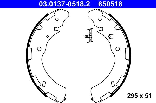 ATE 03.0137-0518.2 - Комплект тормозных колодок, барабанные autospares.lv