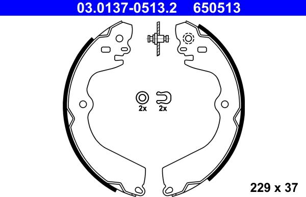 ATE 03.0137-0513.2 - Комплект тормозных колодок, барабанные autospares.lv