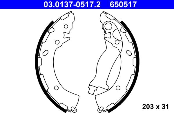 ATE 03.0137-0517.2 - Комплект тормозных колодок, барабанные autospares.lv