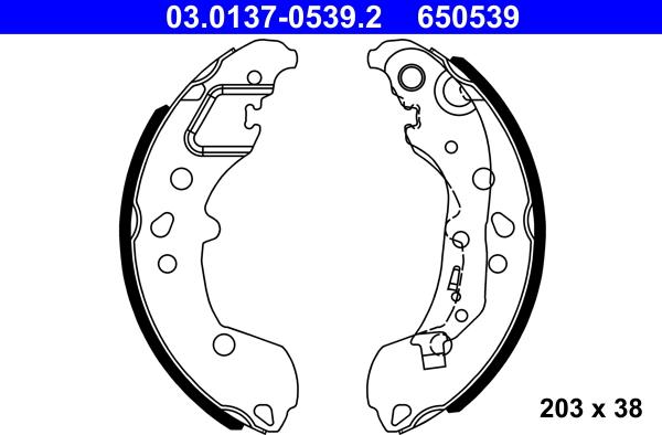 ATE 03.0137-0539.2 - Комплект тормозных колодок, барабанные autospares.lv