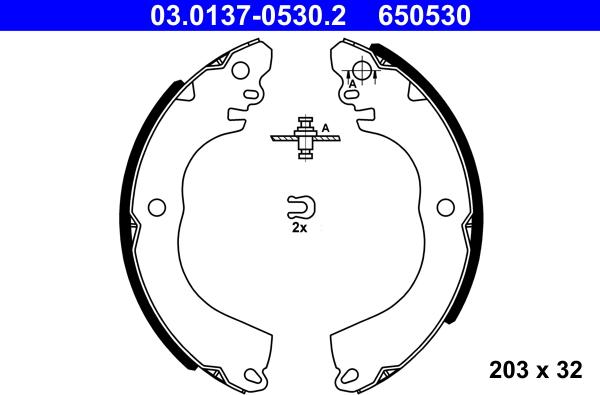 ATE 03.0137-0530.2 - Комплект тормозных колодок, барабанные autospares.lv