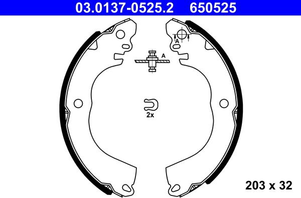 ATE 03.0137-0525.2 - Комплект тормозных колодок, барабанные autospares.lv